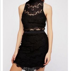 Free People Sabrina Ginger Black Lace 2‎ pc set Small